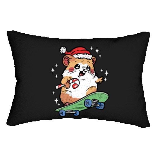CUTE HAMSTER RIDING SKATEBOARD Lumbar Pillows