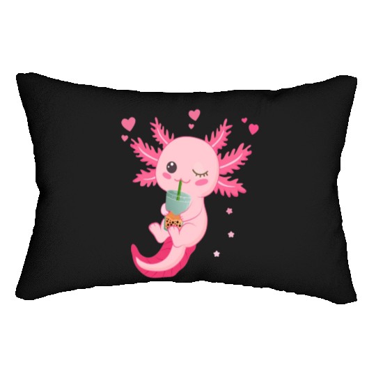 Boba Tea Bubble Tea Milk Tea Axolotl Lumbar Pillows