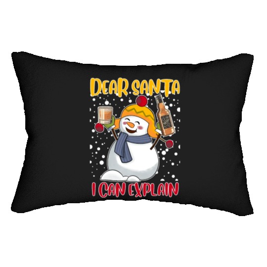 Snowman Dear Santa I can Explain Funny Lumbar Pillows