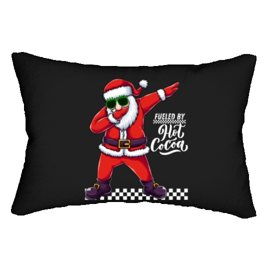 Fueled by Hot Cocoa, dabbing Santa Lumbar Pillows