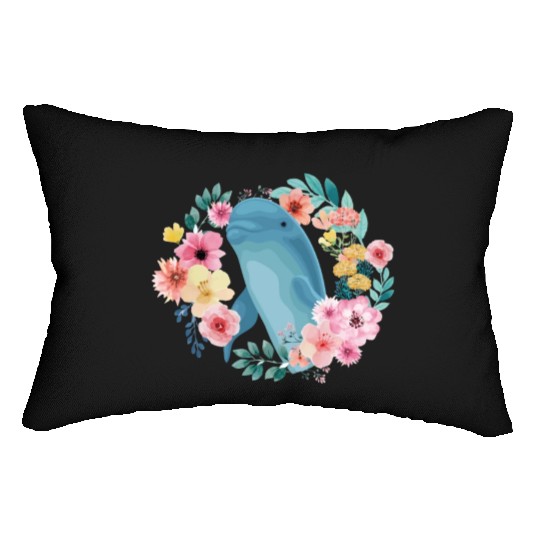 Dolphin Flower Floral Lumbar Pillows