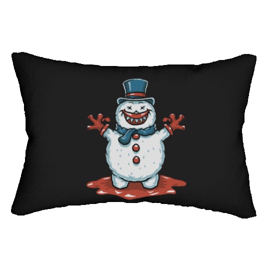 frosty snowman creepy Lumbar Pillows