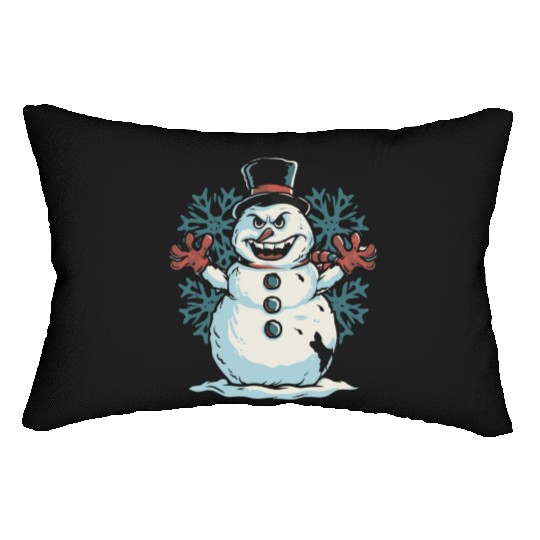 frosty snowman creepy Lumbar Pillows
