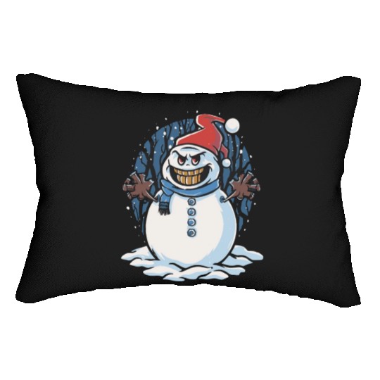 frosty snowman creepy Lumbar Pillows