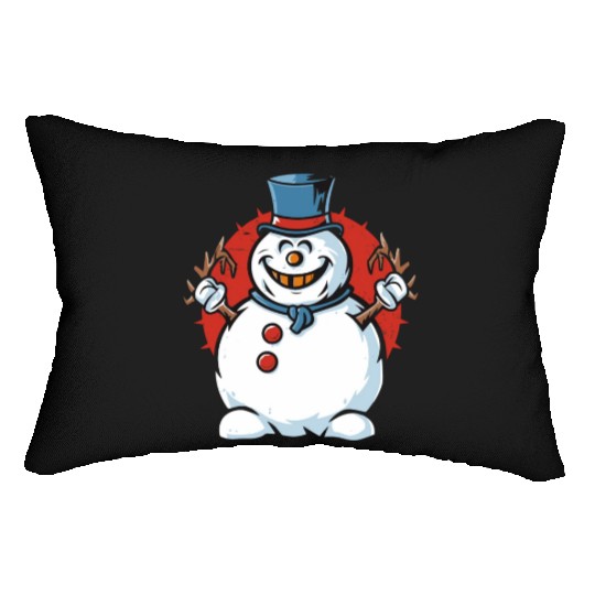 frosty snowman creepy Lumbar Pillows