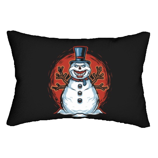frosty snowman creepy Lumbar Pillows