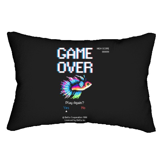 8 bit Arcade Retro Game Over Betta Fish Lumbar Pillows