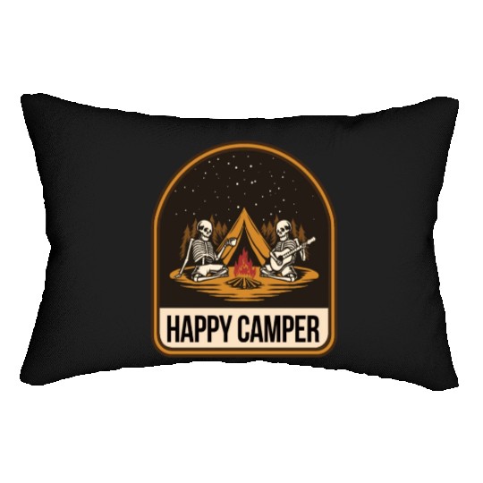Happy Camper Skeleton Campfire Tent Lumbar Pillows