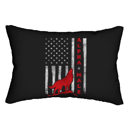 Patriotic American Wolf US Flag Lumbar Pillows