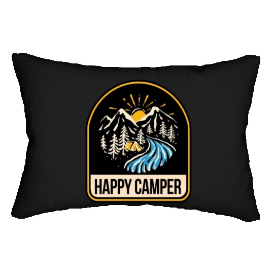 Happy Camper Camping Campfire Tent Lumbar Pillows