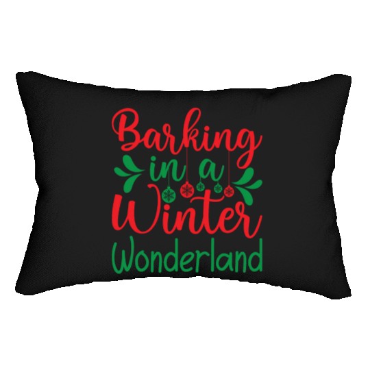 Barking in a winter wonderland, Christmas Gifts Lumbar Pillows