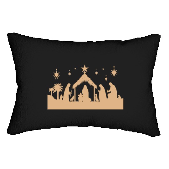 Nativity Scene with Mary Joseph Baby Jesus Lumbar Pillows