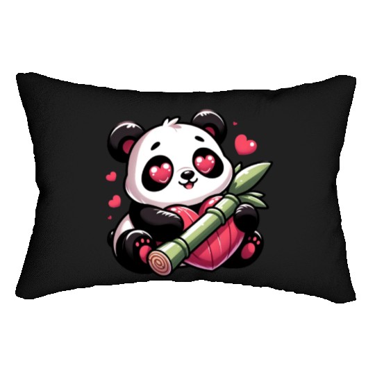Panda Heart Eye Patches Valentine's Day Bamboo Lumbar Pillows