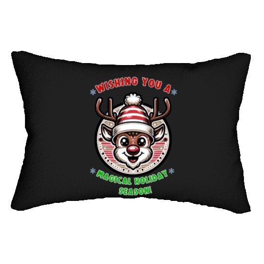 Merry Christmas Wishes Happy Reindeer Lumbar Pillows