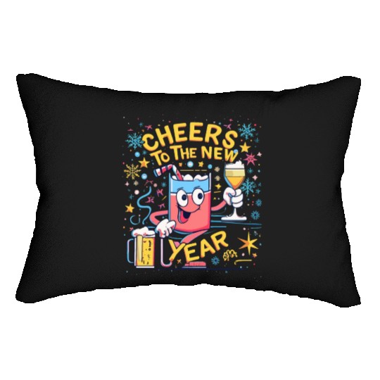 NYE Cheers To The New Year Happy Winter Holiday Lumbar Pillows
