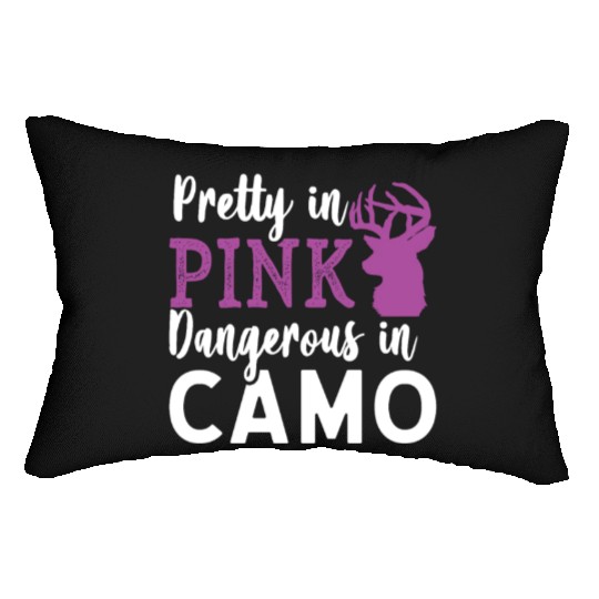 Pretty in Pink Dangerous in Camo Hunter Girl Lumbar Pillows