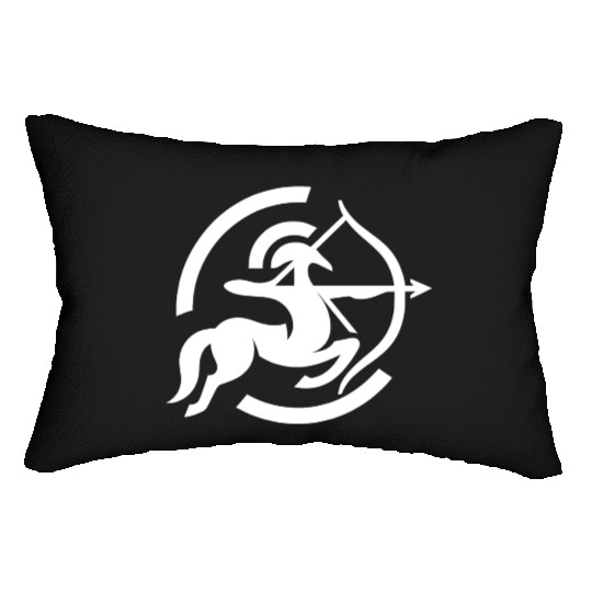 Zodiac Sagittarius Arc Icon Minimalistic White Lumbar Pillows