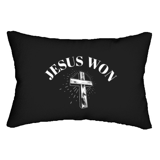 Jesus Won Religious Christian Jesus Holy Cross Lumbar Pillows