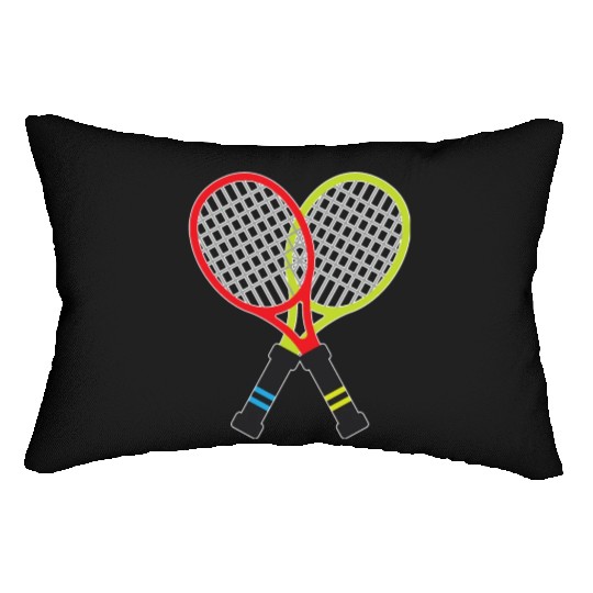 Tennis Racket Pair Red Green Lumbar Pillows