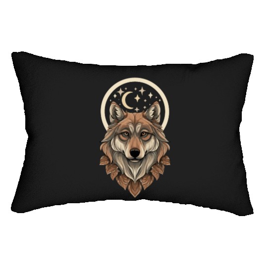 Wolf Moon Stars Design Lumbar Pillows