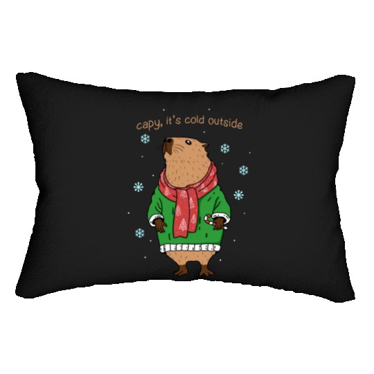 Capybara Winter Lumbar Pillows