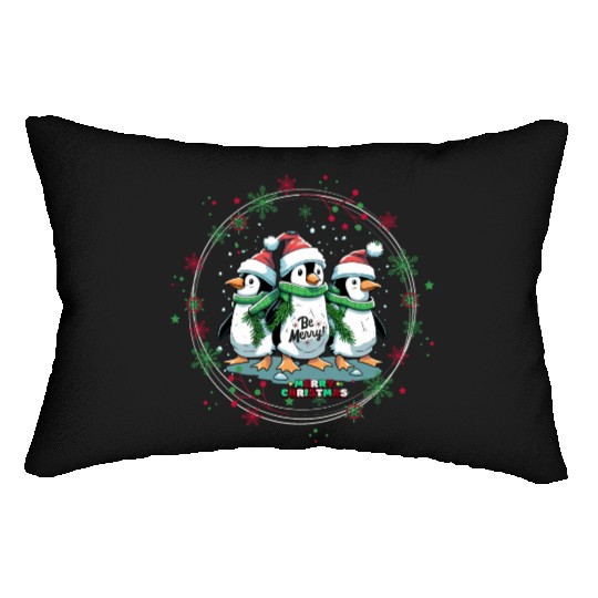 Christmas penguins Lumbar Pillows