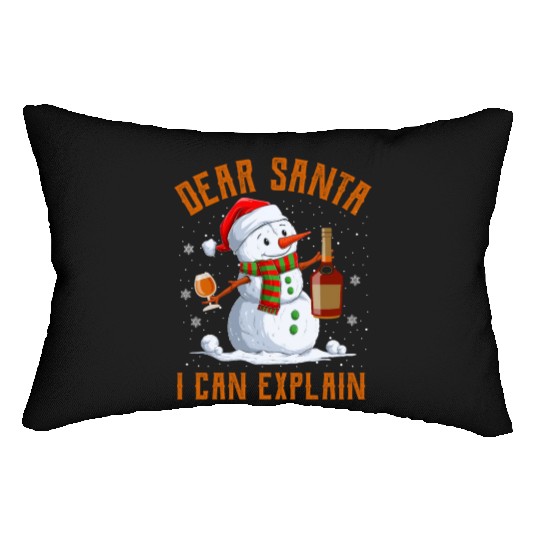 Snowman Dear Santa I can Explain Funny Snow Lumbar Pillows