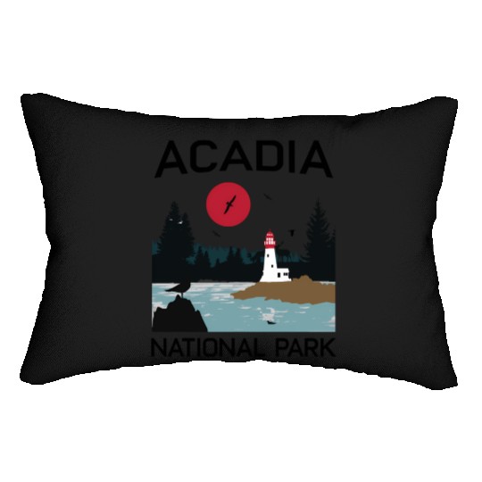 Acadia National Park 80s Maine Mount Island Lumbar Pillows