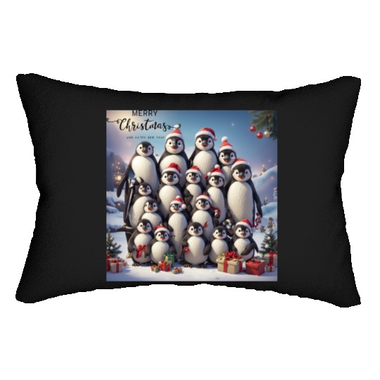 Christmas penguins Lumbar Pillows