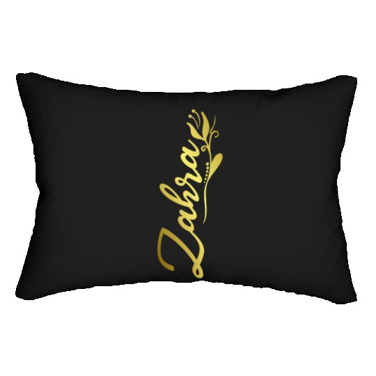 Zahra Name Faux Gold Tulip Flourish Lumbar Pillows