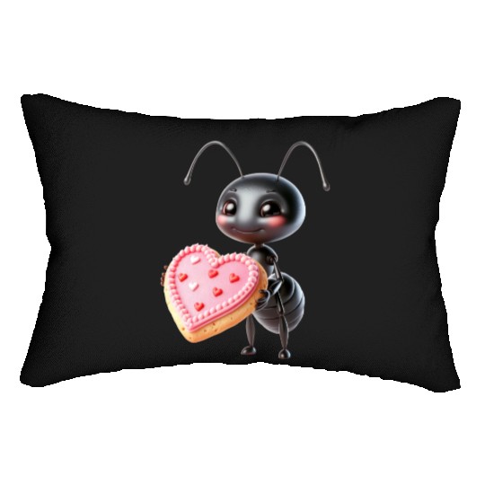 Ant With Heart Cookie Valentine's Day Greeting Lumbar Pillows