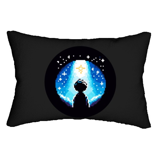 Digital Night Sky - 8-Bit Childhood Dreams Lumbar Pillows