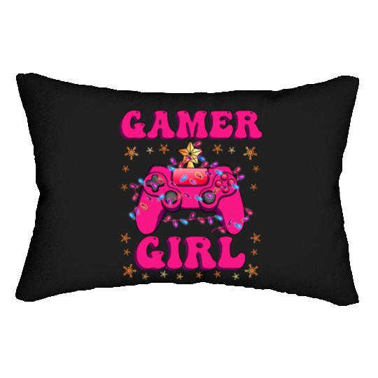 Gamer Girl Christmas Gamer Video Game X-Mas Lumbar Pillows