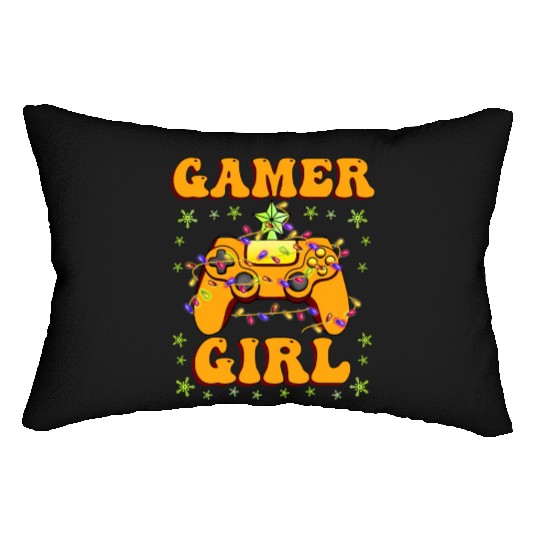 Gamer Girl Christmas Gamer Video Game X-Mas Lumbar Pillows