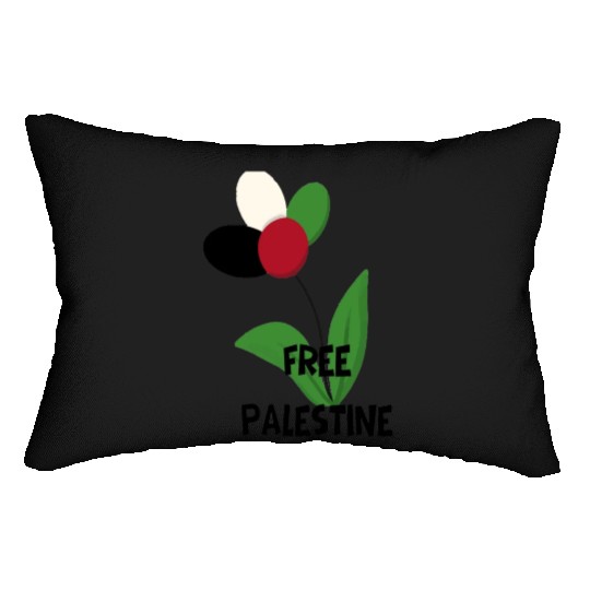 Free Palestine,Flag-colored rose ,watermelon color Lumbar Pillows