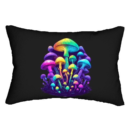 Psychedelic Colorful Mushroom Lumbar Pillows