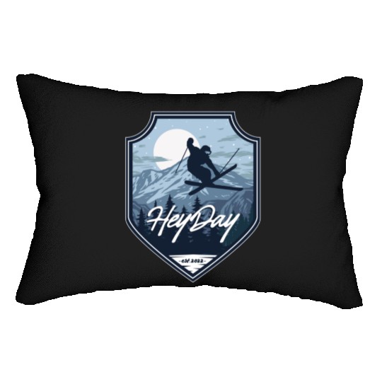 Skiing Free Style logo. By "Hey Day" Lumbar Pillows