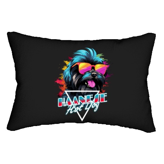 Retro Wave Havanese Hot Dog Lumbar Pillows