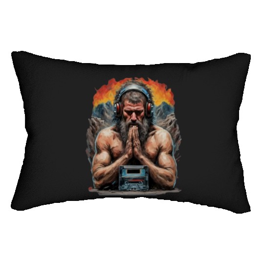 Groovy Stone Age: The Caveman in Beats Ritual Lumbar Pillows