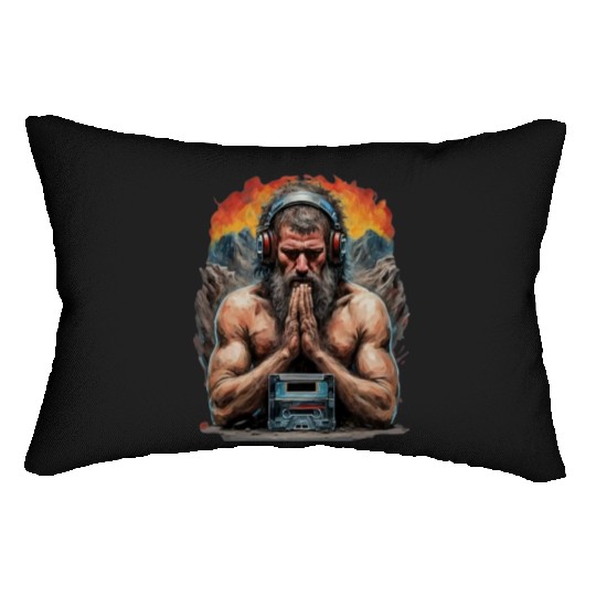 Groovy Stone Age: The Caveman in Beats Ritual Lumbar Pillows