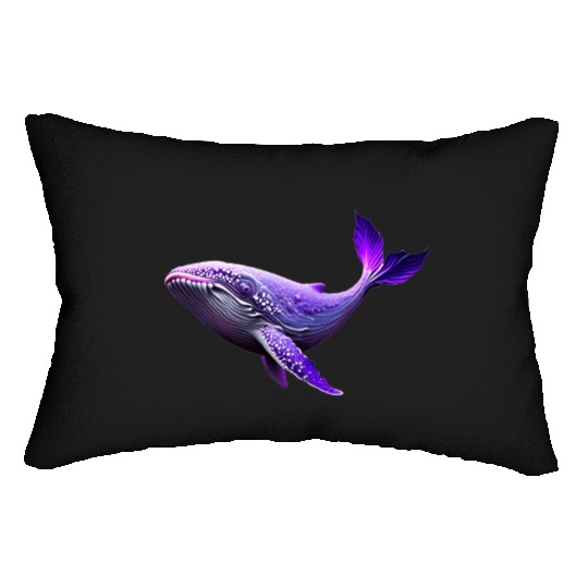 Neon whale illustration Lumbar Pillows