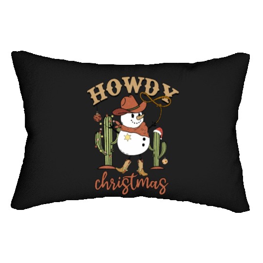 Snowdy Howdy Snowman Cowboy Christmas Western Lumbar Pillows