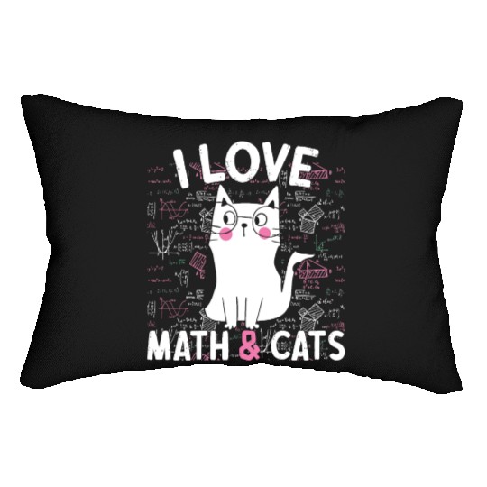 I Love Math and Cats Feline Lover Lumbar Pillows