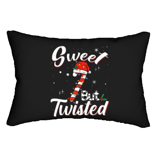 Sweet But Twisted Funny Christmas Candy Cane Xmas Lumbar Pillows