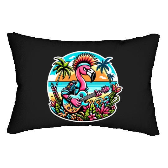 Flamingo Rockstar: Tropical Punk Fusion Lumbar Pillows