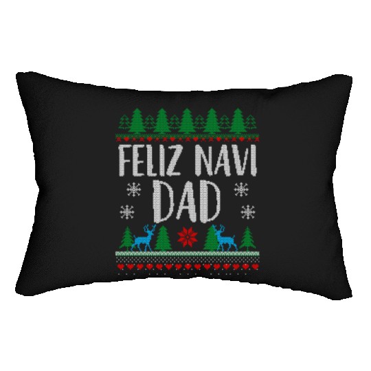 Feliz NAVIDad Funny Holiday Ugly Christmas Themed Lumbar Pillows