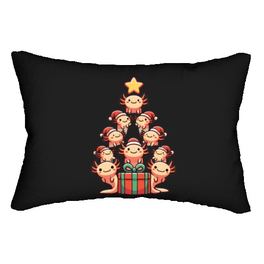 Axolotl Christmas Tree Merry Christmas Lumbar Pillows