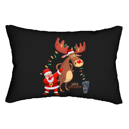 Christmas Lights Dabbing Santa Dancing Rudolph Lumbar Pillows