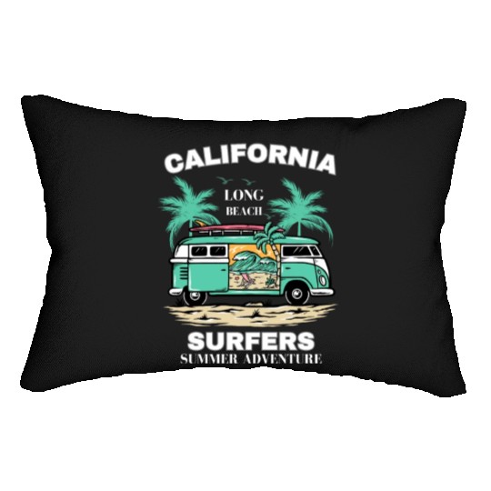 Men's And Women's California Long Beach Print Lumbar Pillows