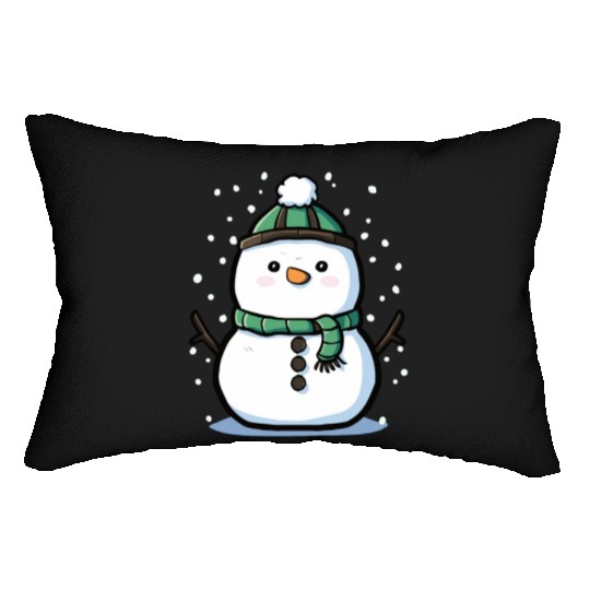 Christmas Holiday Pudgy Kawaii Snowman Lumbar Pillows
